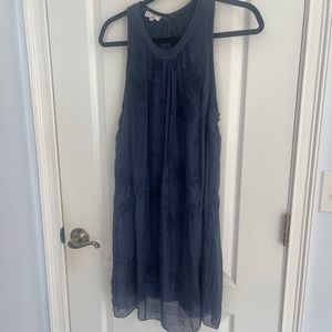 Blue silk lined sleeveless dress- Sz Med